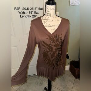Y2K Whimsigoth Cottagecore Long Sleeve Top with Bell Sleeves Large